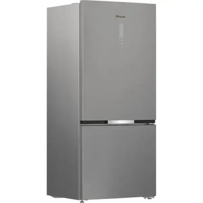 Frigorifero Whirlpool a doppia porta in acciaio inox con design moderno e pannello di controllo