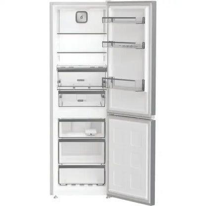 Frigorifero Whirlpool bianco con doppia porta e scomparti interni per conservazione alimenti