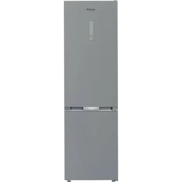 Frigorifero Whirlpool verticale grigio con doppia porta e design moderno per la casa