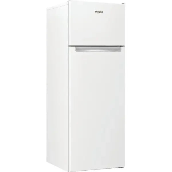 Frigorifero Whirlpool bianco con congelatore superiore e design compatto verticale
