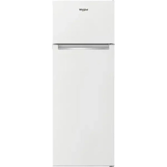 Frigorifero Whirlpool bianco con congelatore superiore e design semplice ed elegante