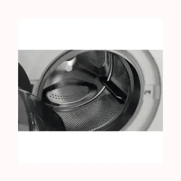 Interno della lavatrice WHIRLPOOL con cestello in acciaio inox e porta aperta