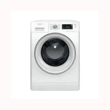Lavatrice frontale bianca WHIRLPOOL con porta a oblò e pannello di controllo digitale