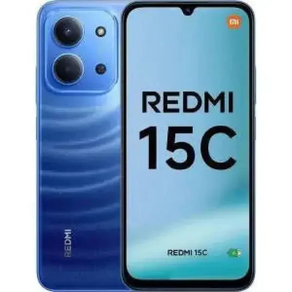 Smartphone Xiaomi Redmi 15c in blu con schermo grande e design elegante