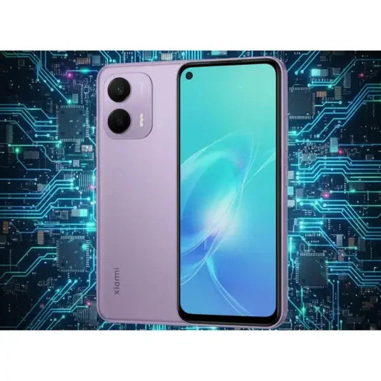 Smartphone Xiaomi in color viola con schermo luminoso e design elegante