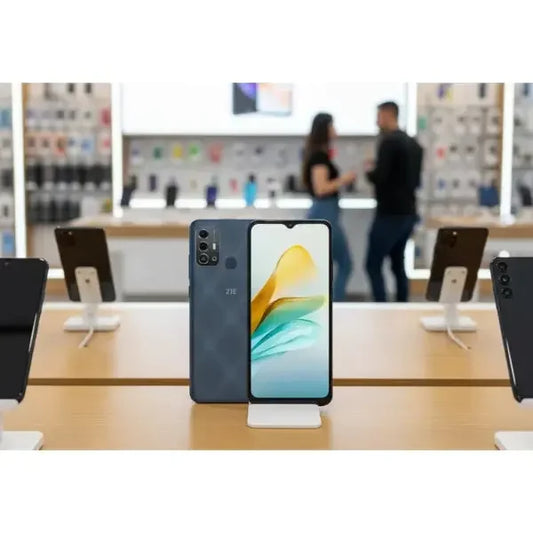 Smartphone ZTE con design elegante in esposizione in negozio di elettronica
